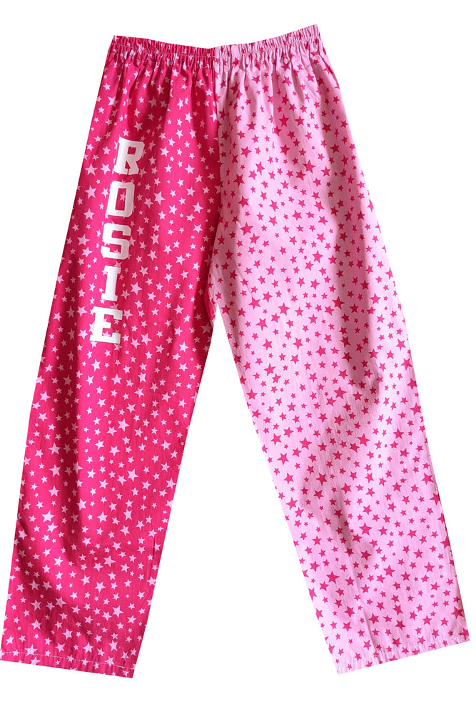 Lounge Pants Star Pyjama Bottoms Personalised Pink Star Pyjama