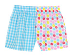 Girls Multi Spot/Turq Check Shorts